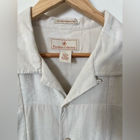 Paradise collection 100% fine washable silk Large button down shirt - Picture 3 of 8